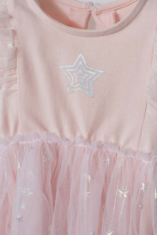 VESTIDO DE LITTLEMIC CON TULL ROSA PARA BEBÉ NIÑA