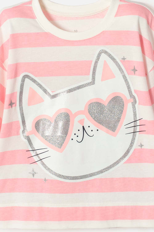 CAMISETA DE MIC MANGA CORTA MARFIL PARA NIÑA