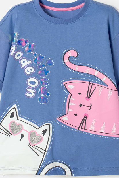 CAMISETA DE MIC MANGA CORTA AZUL PARA NIÑA