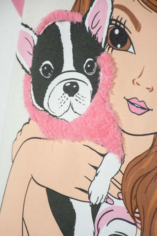 CAMISETA DE MIC MANGA CORTA MARFIL PARA NIÑA