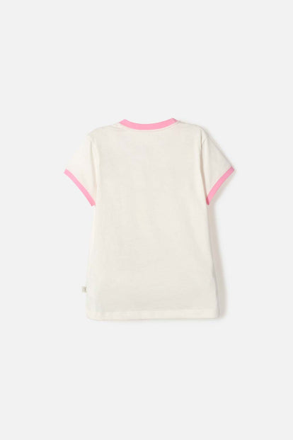 CAMISETA DE MIC MANGA CORTA MARFIL PARA NIÑA