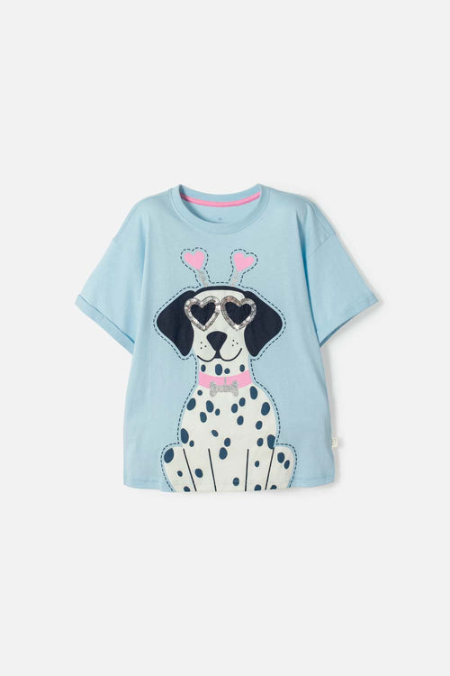 CAMISETA DE MIC MANGA CORTA AZUL PARA NIÑA