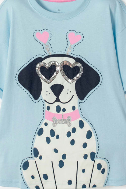 CAMISETA DE MIC MANGA CORTA AZUL PARA NIÑA