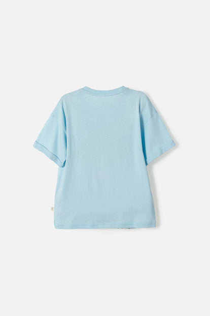 CAMISETA DE MIC MANGA CORTA AZUL PARA NIÑA