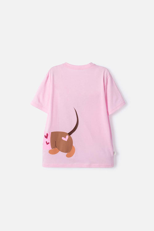 CAMISETA DE MIC MANGA CORTA ROSADO PARA NIÑA