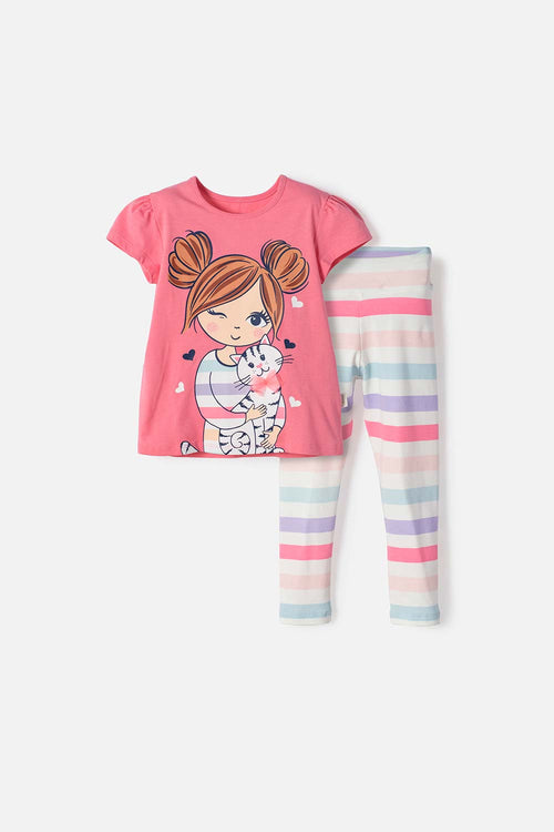CONJUNTO DE LITTLEMIC PANTALÓN LARGO MULTICOLOR PARA NIÑA 2T A 6T