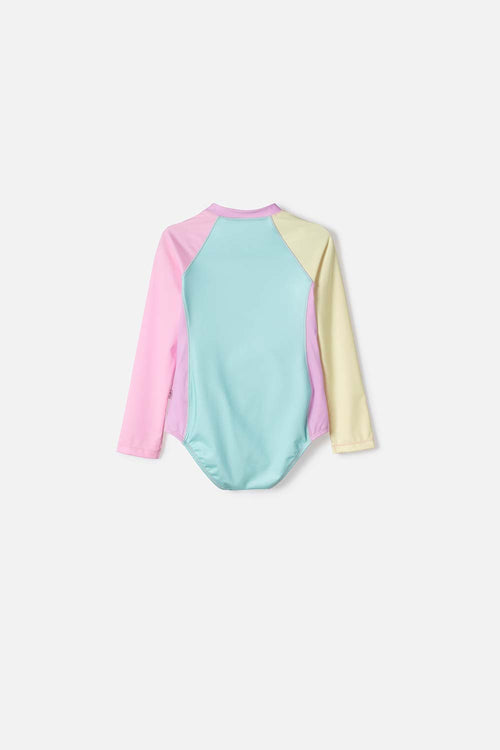 VESTIDO DE BAÑO LITTLEMIC MULTICOLOR MANGA LARGA PARA NIÑA 2T A 5T