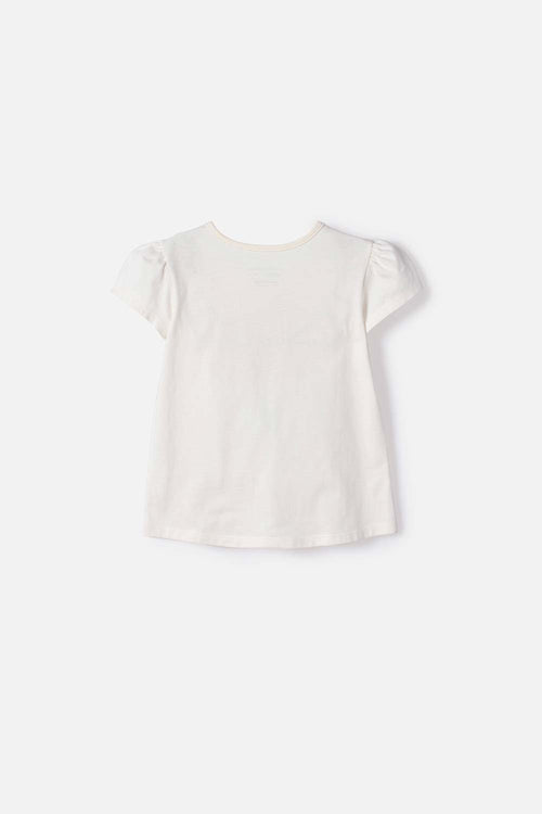CAMISETA LITTLEMIC MANGA CORTA MARFIL PARA NIÑA 2T A 6T
