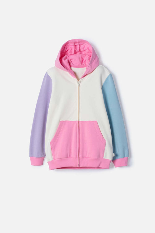 BUZO DE MIC CON CAPUCHA MULTICOLOR PARA NIÑA