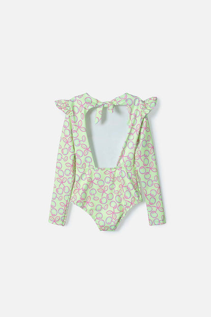 VESTIDO DE BAÑO DE MIC MANGA LARGA VERDE PARA NIÑA
