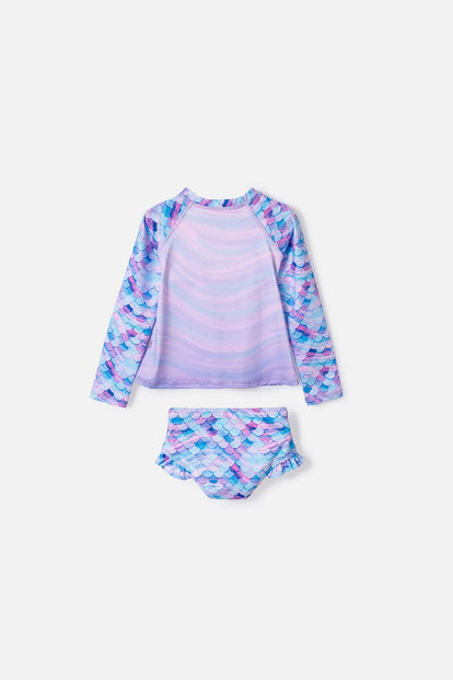 CONJUNTO DE BAÑO DE LITTLEMIC MANGA LARGA MULTICOLOR PARA NIÑA 2T A 6T