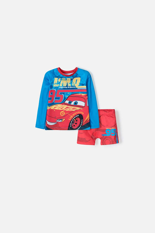 CONJUNTO DE BAÑO CARS MANGA LARGA MULTICOLOR PARA NIÑO 2T A 5T