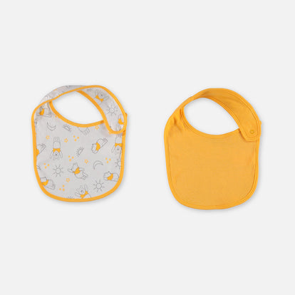 FOTOS DÚO BABEROS DE WINNIE THE POOH CON BROCHE AJUSTABLE AMARILLO PARA BEBÉ NIÑA