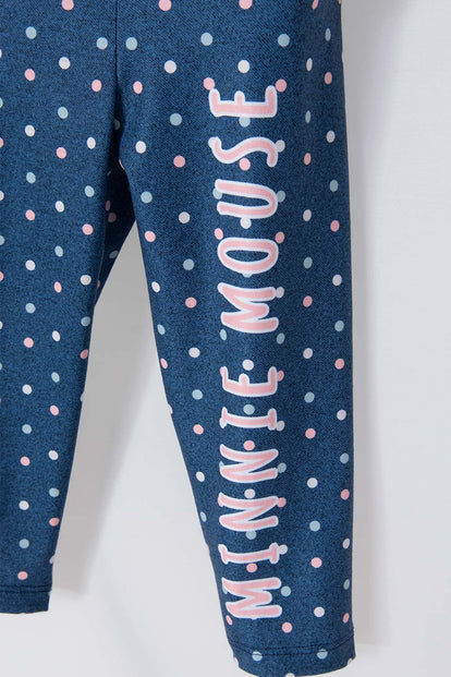 CONJUNTO DE MINNIE MOUSE CON PANTALÓN PALO DE ROSA Y AZUL PARA BEBÉ NIÑA
