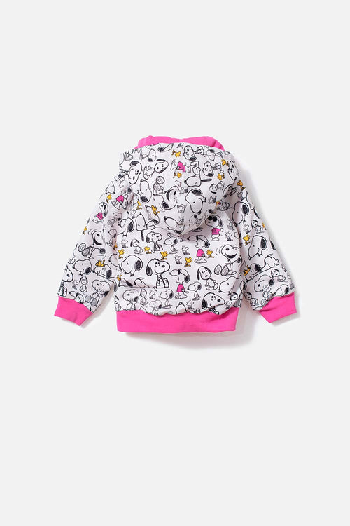Card slide image -  CHAQUETA DE SNOOPY CON CAPUCHA MARFIL Y ROSADA PARA BEBÉ NIÑA