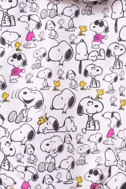 CHAQUETA DE SNOOPY CON CAPUCHA MARFIL Y ROSADA PARA NIÑA 2T A 5T