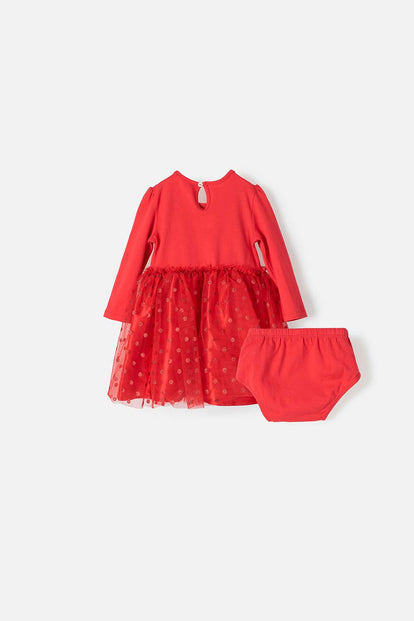 VESTIDO DE MINNIE MOUSE CON FALDA EN TUTÚ  ROJO PARA NIÑA 2T A 5T