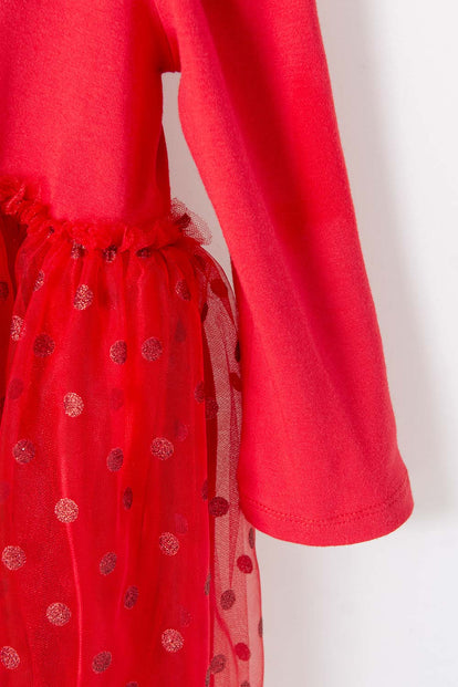 VESTIDO DE MINNIE MOUSE CON FALDA EN TUTÚ  ROJO PARA NIÑA 2T A 5T