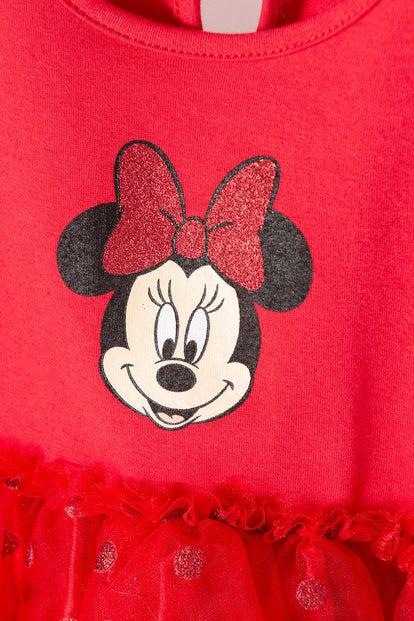 VESTIDO DE MINNIE MOUSE CON FALDA EN TUTÚ ROJO PARA BEBÉ NIÑA