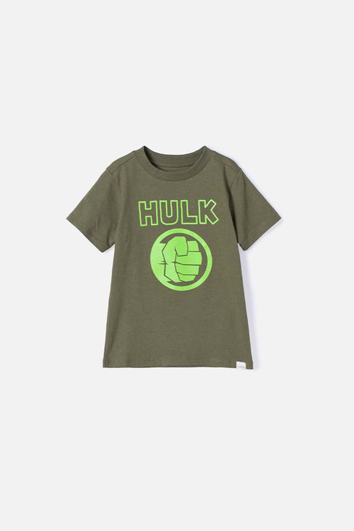 CAMISETA DE HULK MANGA CORTA VERDE PARA NIÑO 2T A 5T