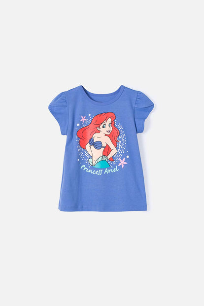CAMISETA DE LA SIRENITA MANGA CORTA MORADA PARA NIÑA 2T A 5T
