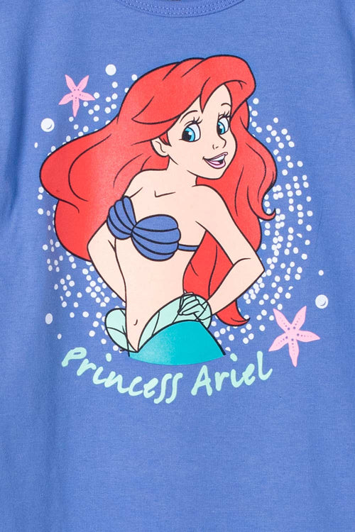CAMISETA DE LA SIRENITA MANGA CORTA MORADA PARA NIÑA 2T A 5T