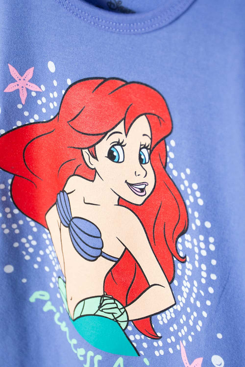 CAMISETA DE LA SIRENITA MANGA CORTA MORADA PARA NIÑA 2T A 5T