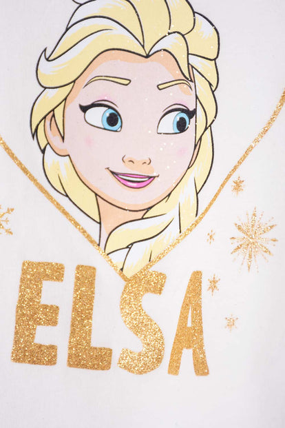 CAMISETA DE ELSA MARFIL MANGA CORTA PARA NIÑA 2T A 5T