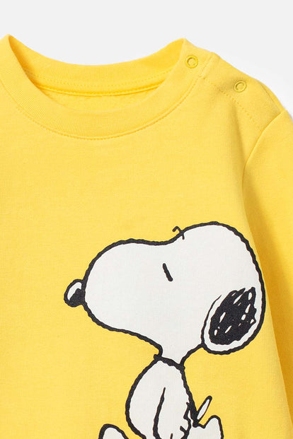 BUZO DE SNOOPY CON CAPUCHA AMARILLO PARA NIÑO 2T A 5T