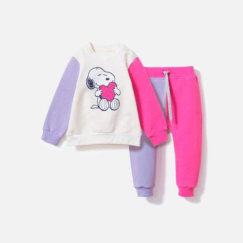 Card slide image -  CONJUNTO DE SNOOPY BUZO Y PANTALÓN TRICOLOR PARA BEBÉ NIÑA