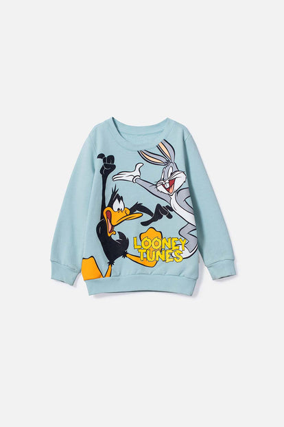  BUZO LOONEY TUNES CUELLO REDONDO AZUL PARA NIÑO 2T A 5T