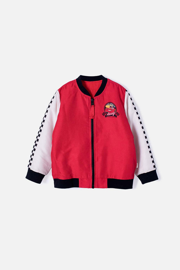 CHAQUETA DE CARS CON CIERRE ROJA Y BLANCA PARA NIÑO