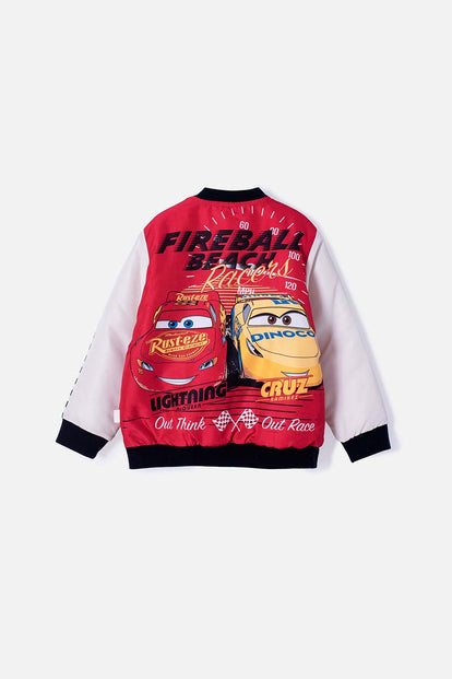  CHAQUETA DE CARS CON CIERRE ROJA Y BLANCA PARA NIÑO 2T A 5T
