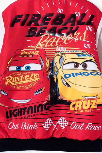  CHAQUETA DE CARS CON CIERRE ROJA Y BLANCA PARA NIÑO 2T A 5T