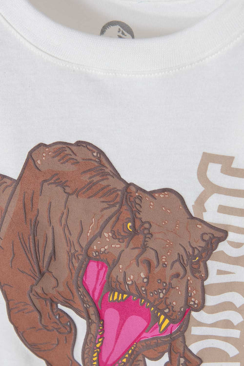 Card slide image -  CAMISETA DE JURASSIC MANGA CORTA BLANCA PARA NIÑO 2T A 5T