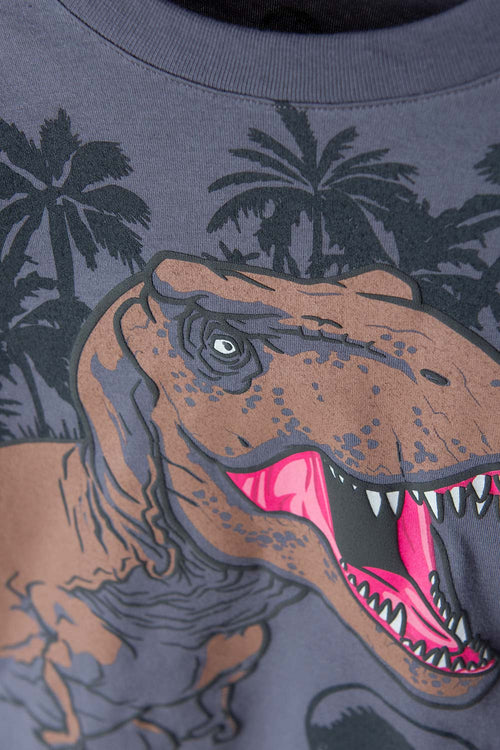 CAMISETA DE JURASSIC MANGA LARGA VERDE PARA NIÑO 2T A 5T