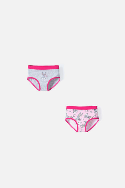 PACK X2 PANTIES DE LOS LOONEY TUNES GRIS Y ROSADO PARA NIÑA 2T A 5T