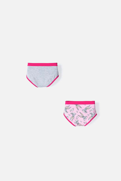 PACK X2 PANTIES DE LOS LOONEY TUNES GRIS Y ROSADO PARA NIÑA 2T A 5T