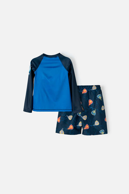 CONJUNTO DE BAÑO PAW PATROL DE MANGA LARGA AZUL OSCURO PARA NIÑO 2T A 5T
