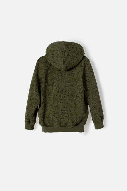  BUZO DE JURASSIC WORLD VERDE MILITAR ABIERTO PARA NIÑO 2T A 5T