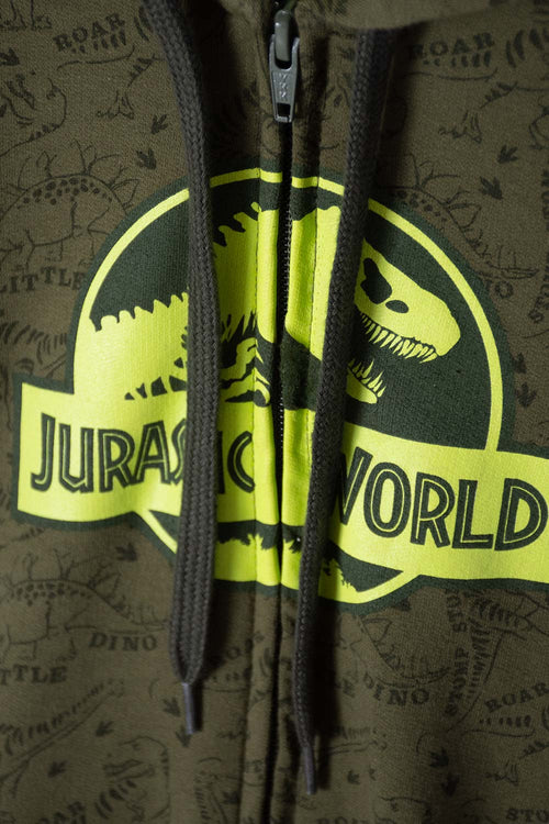Card slide image -  BUZO DE JURASSIC WORLD VERDE MILITAR ABIERTO PARA NIÑO 2T A 5T