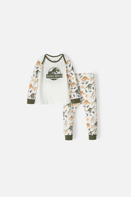 Card slide image -  PIJAMA DE JURASSIC WORLD MARFIL DE PANTALÓN LARGO PARA BEBÉ NIÑO