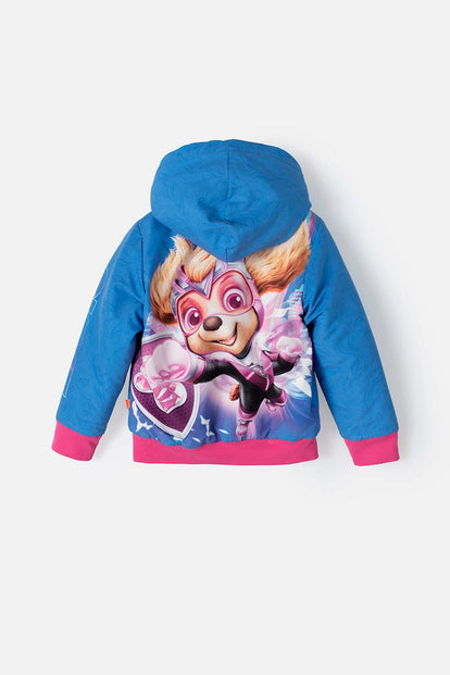 CHAQUETA DE PAW PATROL CON CAPUCHA AZUL Y FUCSIA PARA NIÑA 2T A 5T
