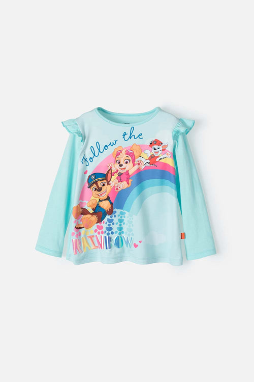 CAMISETA DE PAW PATROL AZUL CLARA DE MANGA LARGA PARA NIÑA 2T A 5T