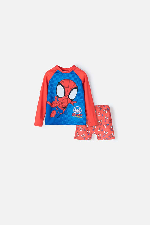 Card slide image -  CONJUNTO DE BAÑO DE SPIDEY AND HIS AMAZING FRIENDS MANGA LARGA ROJO PARA NIÑO 2T A 5T
