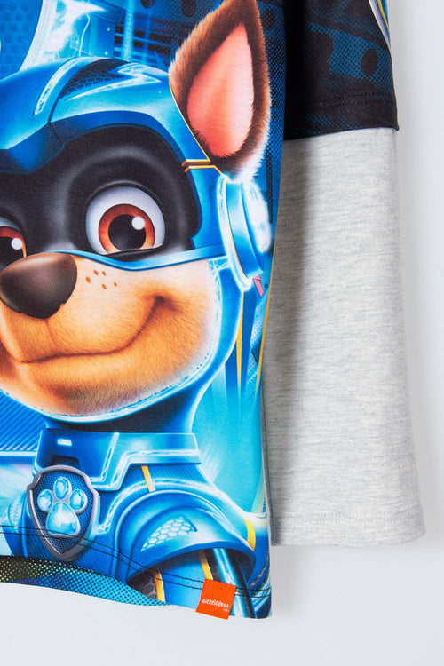 CAMISETA DE PAW PATROL GRIS Y AZUL MANGA LARGA PARA NIÑO 2T A 5T