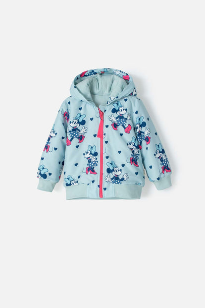  CHAQUETA DE MINNIE MOUSE CON CAPUCHA AZUL PARA NIÑA 2T A 5T