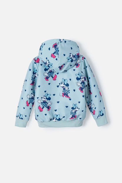 CHAQUETA DE MINNIE MOUSE AZUL CON CAPUCHA PARA NIÑA 2T A 5T