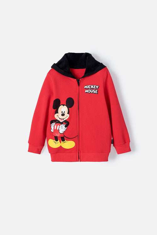BUZO DE MICKEY MOUSE ROJO CON CAPUCHA PARA NIÑO 2T A 5T