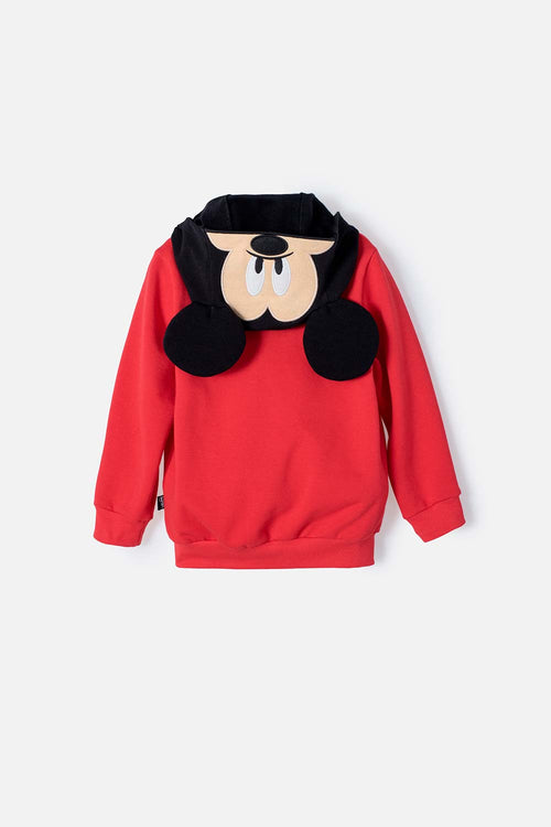 BUZO DE MICKEY MOUSE ROJO CON CAPUCHA PARA NIÑO 2T A 5T